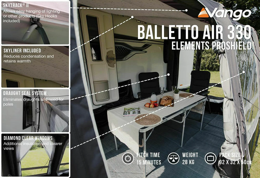 Vango Balletto Air 330 Elements ProShield Caravan Awning (2023) 7 Vango Balletto Air 330 Elements ProShield Caravan Awning (2023) - Image 5