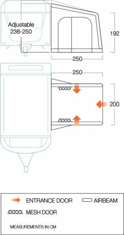 Vango Balletto Air 200 Elements Shield Caravan Awning (2023) -Outdoorworlddirect Sales Store balletto 200 elements shield floor