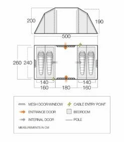 Vango Castlewood 400 Poled Tent Package (2023) -Outdoorworlddirect Sales Store floorplan castlewood 400