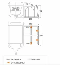 Vango Balletto Air 330 Elements Shield Caravan Awning (2023) -Outdoorworlddirect Sales Store floorplan 2