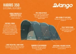 Vango Harris 350 Poled Tent (2023) -Outdoorworlddirect Sales Store harris 350 infographic
