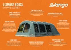 Vango Lismore 600XL Poled Tent Package (2023) -Outdoorworlddirect Sales Store lismore 600xl infographic