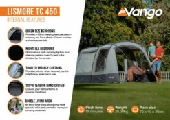 Vango Lismore TC 450 Poled Tent Package (2023) 16 Vango Lismore TC 450 Poled Tent Package (2023) -Outdoorworlddirect Sales Store lismore tc 450 infographic2