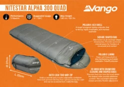 Vango Nitestar Alpha 300 Quad Sleeping Bag (FOG) -Outdoorworlddirect Sales Store nitestar 300 infographic