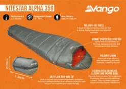 Vango Nitestar Alpha 350 Sleeping Bag (Fog) -Outdoorworlddirect Sales Store nitestar 350 infographic